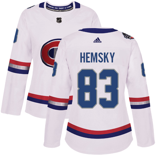 Women's Adidas Montreal Canadiens #83 Ales Hemsky Authentic White 2017 100 Classic NHL Jersey