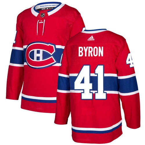 Men's Adidas Montreal Canadiens #41 Paul Byron Authentic Red Home NHL Jersey