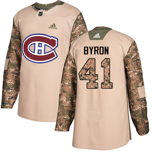 Men's Adidas Montreal Canadiens #41 Paul Byron Authentic Camo Veterans Day Practice NHL Jersey