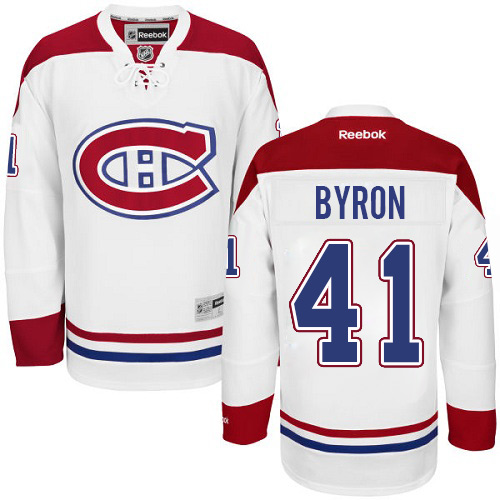 Youth Reebok Montreal Canadiens #41 Paul Byron Authentic White Away NHL Jersey