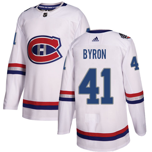 Youth Adidas Montreal Canadiens #41 Paul Byron Authentic White 2017 100 Classic NHL Jersey