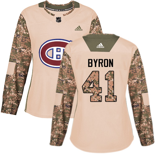Women's Adidas Montreal Canadiens #41 Paul Byron Authentic Camo Veterans Day Practice NHL Jersey