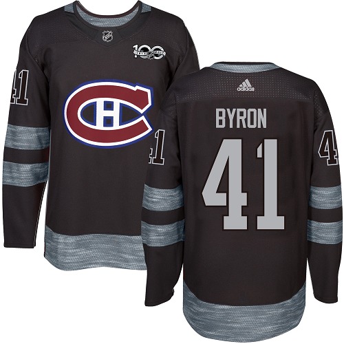 Men's Adidas Montreal Canadiens #41 Paul Byron Premier Black 1917-2017 100th Anniversary NHL Jersey