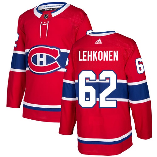 Men's Adidas Montreal Canadiens #62 Artturi Lehkonen Authentic Red Home NHL Jersey
