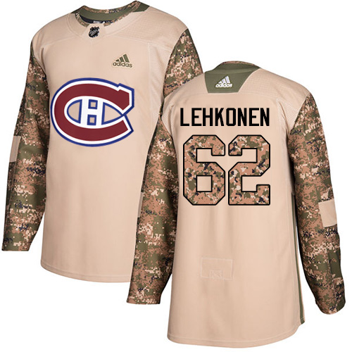 Men's Adidas Montreal Canadiens #62 Artturi Lehkonen Authentic Camo Veterans Day Practice NHL Jersey