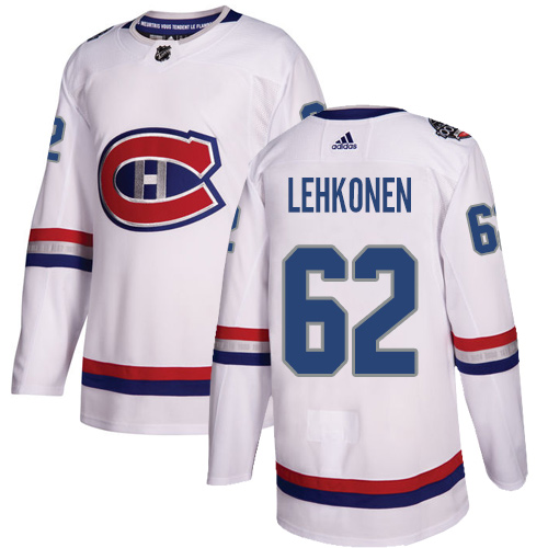 Men's Adidas Montreal Canadiens #62 Artturi Lehkonen Authentic White 2017 100 Classic NHL Jersey
