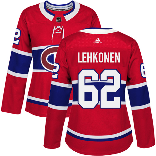 Women's Adidas Montreal Canadiens #62 Artturi Lehkonen Authentic Red Home NHL Jersey
