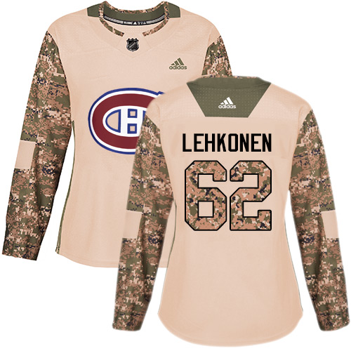 Women's Adidas Montreal Canadiens #62 Artturi Lehkonen Authentic Camo Veterans Day Practice NHL Jersey