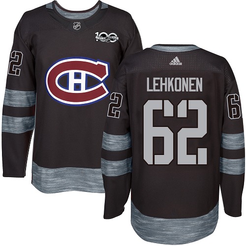 Men's Adidas Montreal Canadiens #62 Artturi Lehkonen Authentic Black 1917-2017 100th Anniversary NHL Jersey