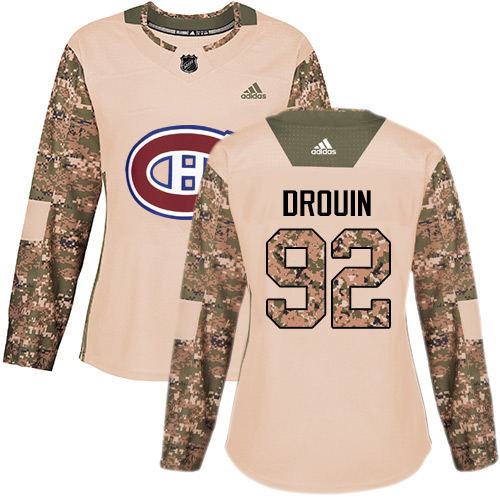 Women's Adidas Montreal Canadiens #92 Jonathan Drouin Authentic Camo Veterans Day Practice NHL Jersey