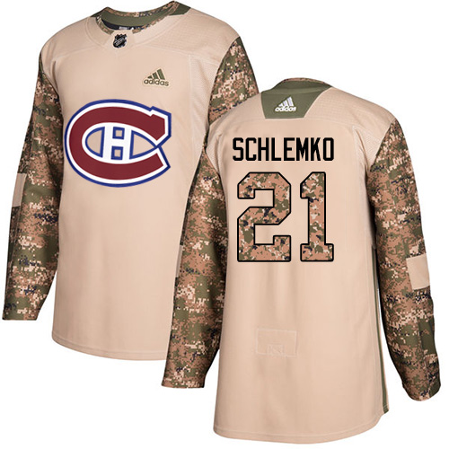 Men's Adidas Montreal Canadiens #21 David Schlemko Authentic Camo Veterans Day Practice NHL Jersey