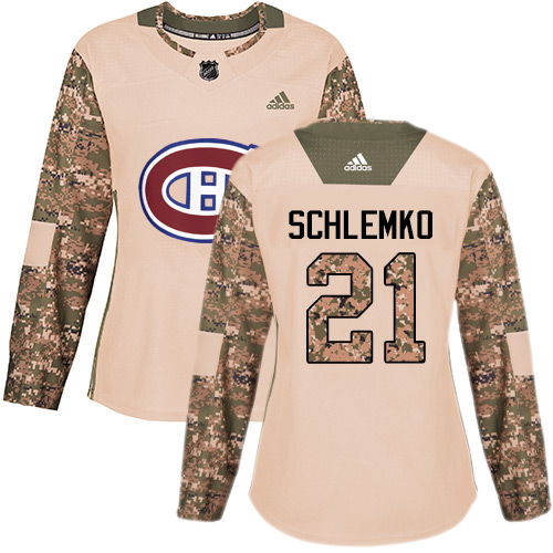 Women's Adidas Montreal Canadiens #21 David Schlemko Authentic Camo Veterans Day Practice NHL Jersey