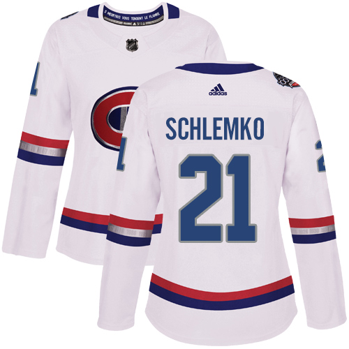 Women's Adidas Montreal Canadiens #21 David Schlemko Authentic White 2017 100 Classic NHL Jersey