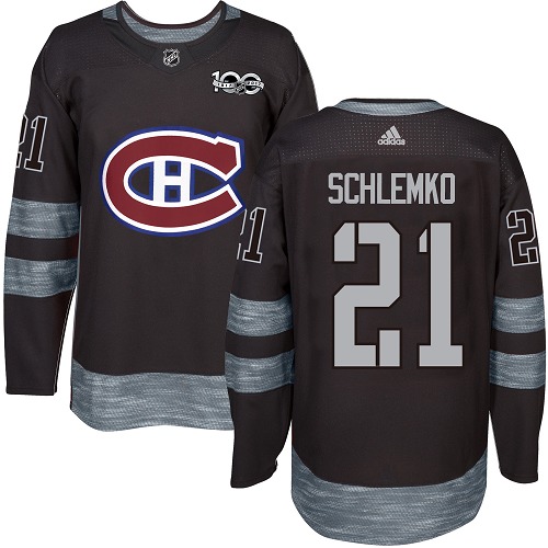 Men's Adidas Montreal Canadiens #21 David Schlemko Authentic Black 1917-2017 100th Anniversary NHL Jersey