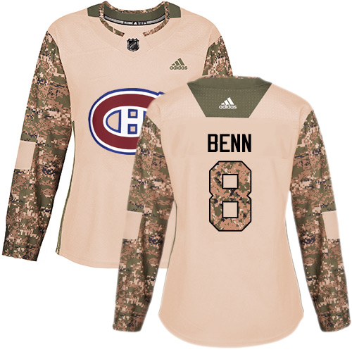 Women's Adidas Montreal Canadiens #8 Jordie Benn Authentic Camo Veterans Day Practice NHL Jersey