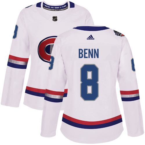 Women's Adidas Montreal Canadiens #8 Jordie Benn Authentic White 2017 100 Classic NHL Jersey