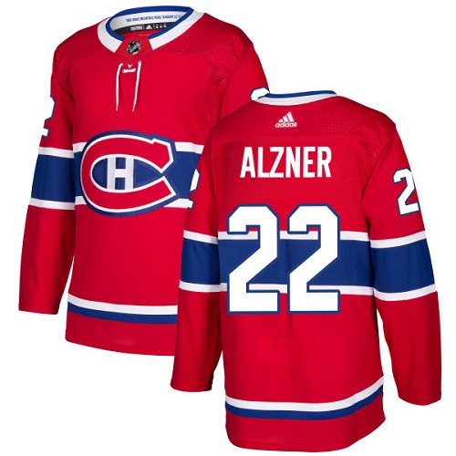 Men's Adidas Montreal Canadiens #22 Karl Alzner Authentic Red Home NHL Jersey