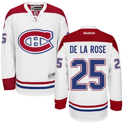Men's Reebok Montreal Canadiens #25 Jacob de la Rose Authentic White Away NHL Jersey