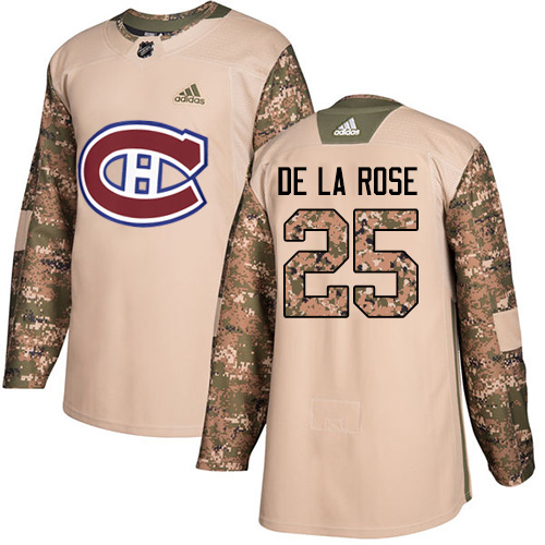 Men's Adidas Montreal Canadiens #25 Jacob de la Rose Authentic Camo Veterans Day Practice NHL Jersey