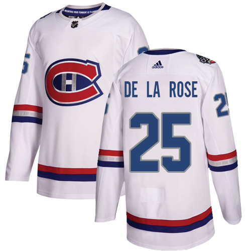 Men's Adidas Montreal Canadiens #25 Jacob de la Rose Authentic White 2017 100 Classic NHL Jersey