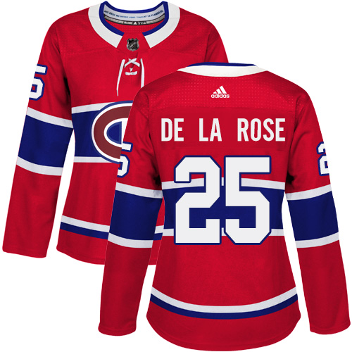 Women's Adidas Montreal Canadiens #25 Jacob de la Rose Authentic Red Home NHL Jersey