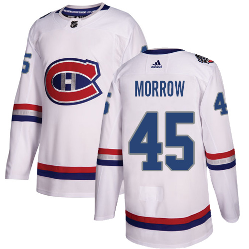 Men's Adidas Montreal Canadiens #45 Joe Morrow Authentic White 2017 100 Classic NHL Jersey