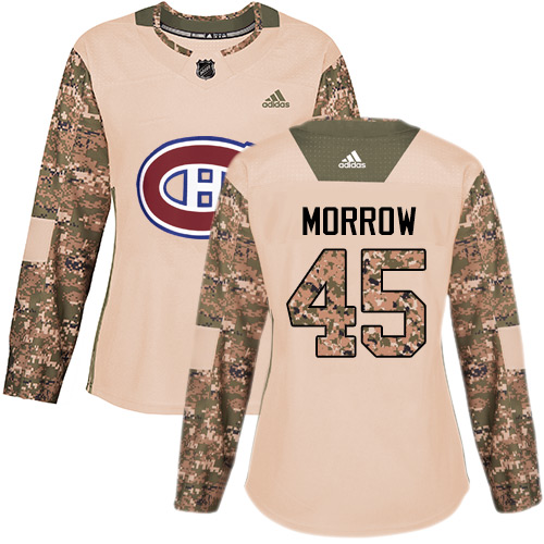 Women's Adidas Montreal Canadiens #45 Joe Morrow Authentic Camo Veterans Day Practice NHL Jersey
