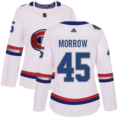 Women's Adidas Montreal Canadiens #45 Joe Morrow Authentic White 2017 100 Classic NHL Jersey