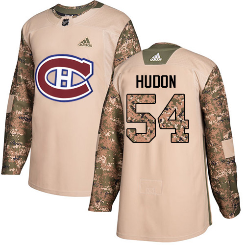 Men's Adidas Montreal Canadiens #54 Charles Hudon Authentic Camo Veterans Day Practice NHL Jersey