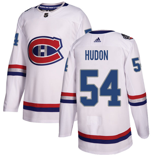 Men's Adidas Montreal Canadiens #54 Charles Hudon Authentic White 2017 100 Classic NHL Jersey