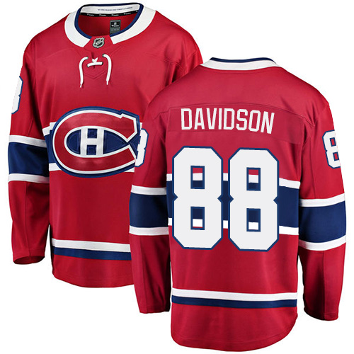 Youth Montreal Canadiens #88 Brandon Davidson Authentic Red Home Fanatics Branded Breakaway NHL Jersey