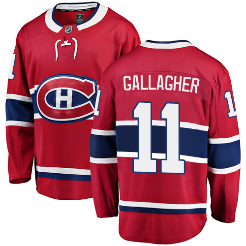 Men's Montreal Canadiens #11 Brendan Gallagher Authentic Red Home Fanatics Branded Breakaway NHL Jersey