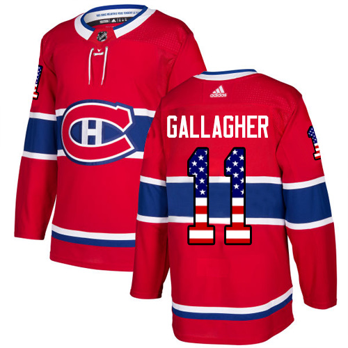 Youth Adidas Montreal Canadiens #11 Brendan Gallagher Authentic Red USA Flag Fashion NHL Jersey