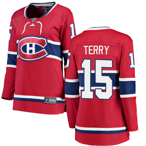 Women's Montreal Canadiens #15 Chris Terry Authentic Red Home Fanatics Branded Breakaway NHL Jersey