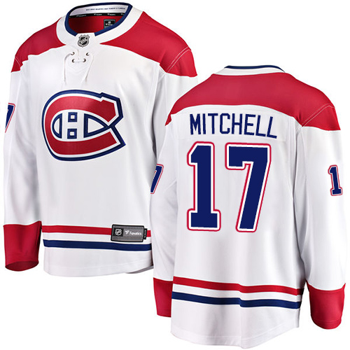 Men's Montreal Canadiens #17 Torrey Mitchell Authentic White Away Fanatics Branded Breakaway NHL Jersey