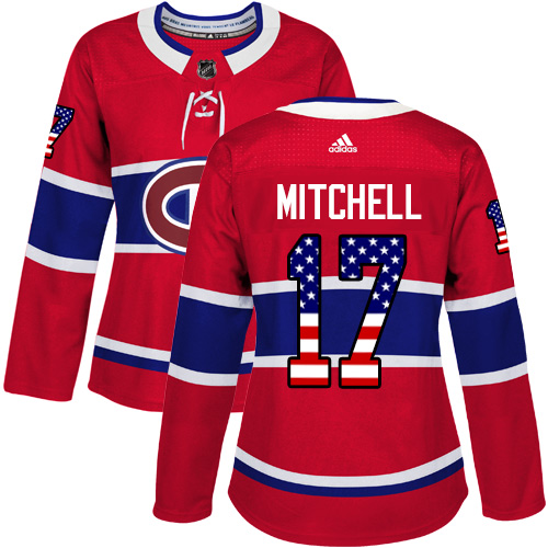 Women's Adidas Montreal Canadiens #17 Torrey Mitchell Authentic Red USA Flag Fashion NHL Jersey