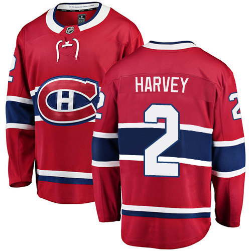 Men's Montreal Canadiens #2 Doug Harvey Authentic Red Home Fanatics Branded Breakaway NHL Jersey