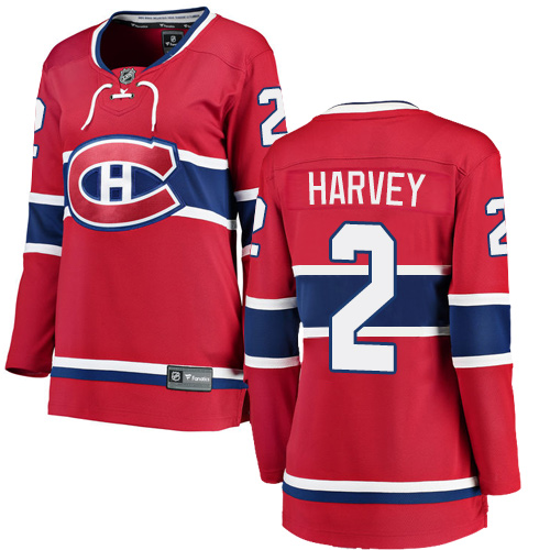 Women's Montreal Canadiens #2 Doug Harvey Authentic Red Home Fanatics Branded Breakaway NHL Jersey