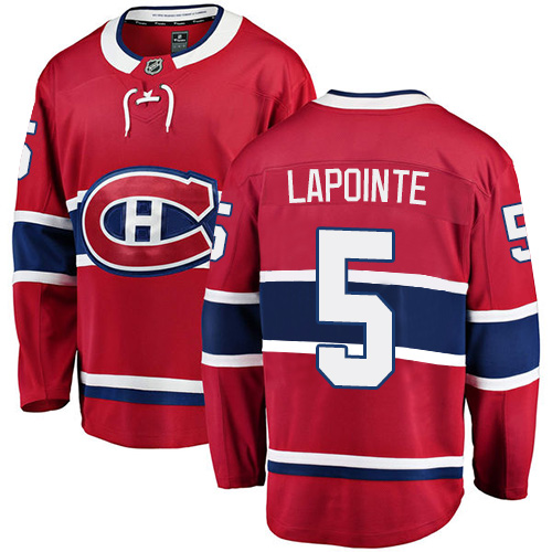 Men's Montreal Canadiens #5 Guy Lapointe Authentic Red Home Fanatics Branded Breakaway NHL Jersey