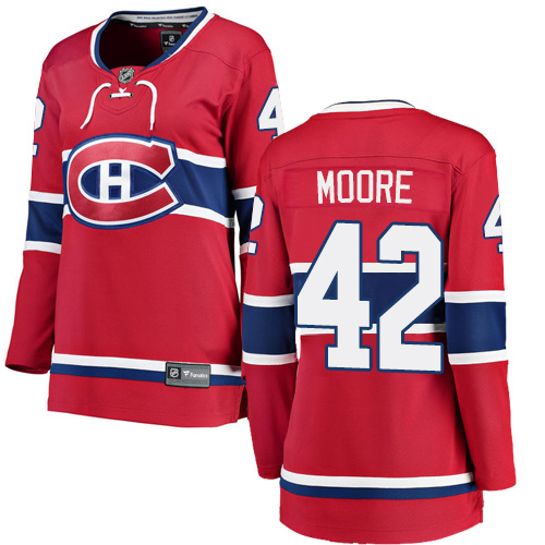 Women's Montreal Canadiens #42 Dominic Moore Authentic Red Home Fanatics Branded Breakaway NHL Jersey