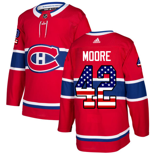 Men's Adidas Montreal Canadiens #42 Dominic Moore Authentic Red USA Flag Fashion NHL Jersey