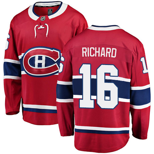 Youth Montreal Canadiens #16 Henri Richard Authentic Red Home Fanatics Branded Breakaway NHL Jersey