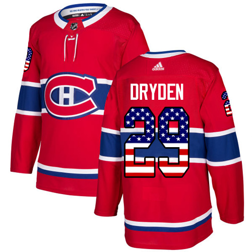 Men's Adidas Montreal Canadiens #29 Ken Dryden Authentic Red USA Flag Fashion NHL Jersey