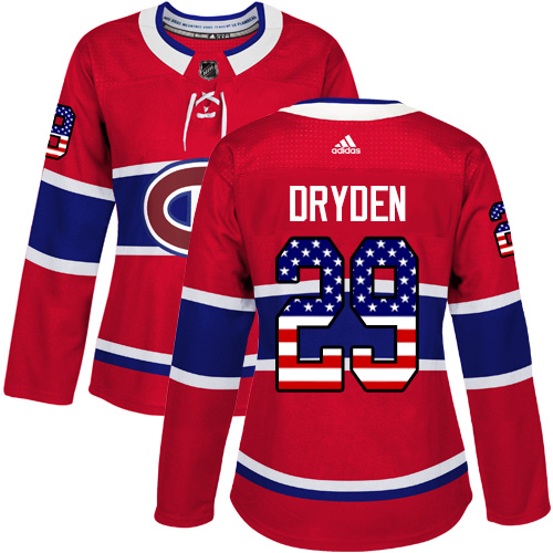 Women's Adidas Montreal Canadiens #29 Ken Dryden Authentic Red USA Flag Fashion NHL Jersey