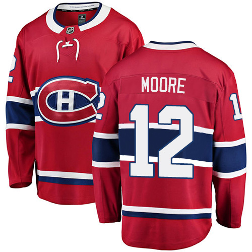 Men's Montreal Canadiens #12 Dickie Moore Authentic Red Home Fanatics Branded Breakaway NHL Jersey