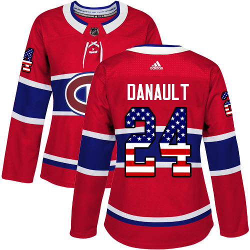 Women's Adidas Montreal Canadiens #24 Phillip Danault Authentic Red USA Flag Fashion NHL Jersey