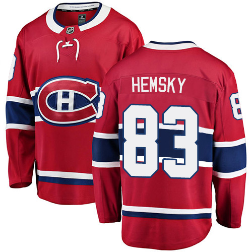 Men's Montreal Canadiens #83 Ales Hemsky Authentic Red Home Fanatics Branded Breakaway NHL Jersey