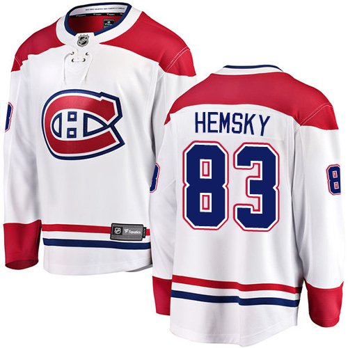Men's Montreal Canadiens #83 Ales Hemsky Authentic White Away Fanatics Branded Breakaway NHL Jersey