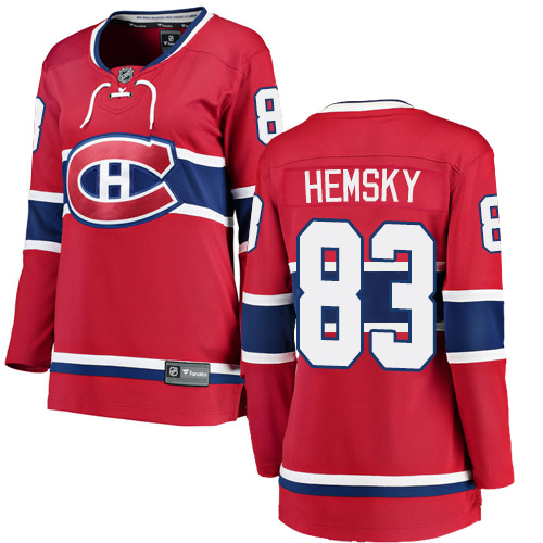 Women's Montreal Canadiens #83 Ales Hemsky Authentic Red Home Fanatics Branded Breakaway NHL Jersey