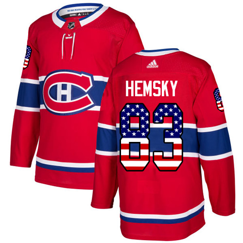 Men's Adidas Montreal Canadiens #83 Ales Hemsky Authentic Red USA Flag Fashion NHL Jersey